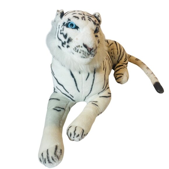 Kelly Toy Large Blue Eyes White Tiger Plush Stuffed Toy Animal Kelly Large Cat - Picture 2 of 11